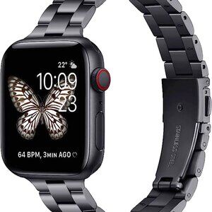 Classic Stainless Steel Metal Slim Band for Apple Watch 38/40/41mm, Black
